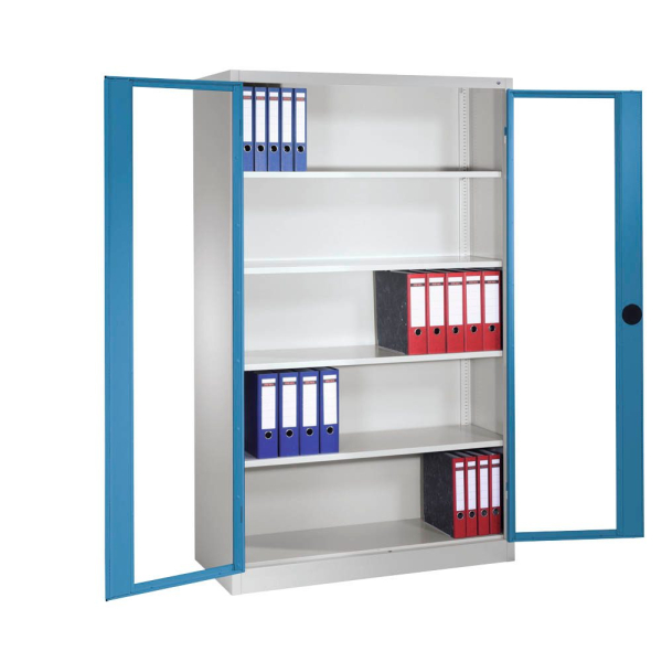 4064615168230 - Stahlschrank 8930-055 S10099 lichtgrau lichtblau Acrylglas 1200 x 400 x 1950 cm aufgebaut 4064615168230 C+P-Möbel 4064615168230 - Stahlschrank 8930-055 S10099 lichtgrau lichtblau Acrylglas 1200 x 400 x 1950 cm aufgebaut 4064615168230 C+P-Möbel